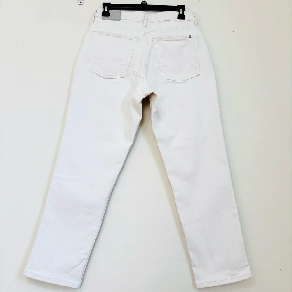 Everlane The Curvy Cheeky Off White Organic Cotton High Rise Crop Jeans size 28